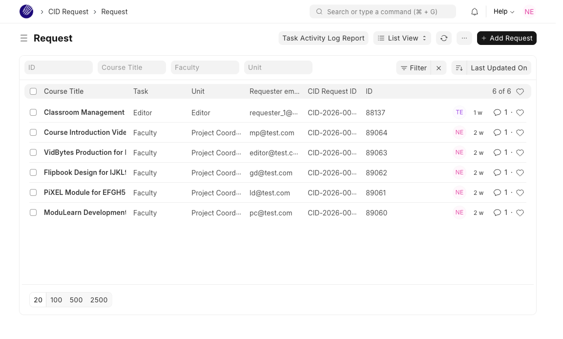 Ticket list view for PC